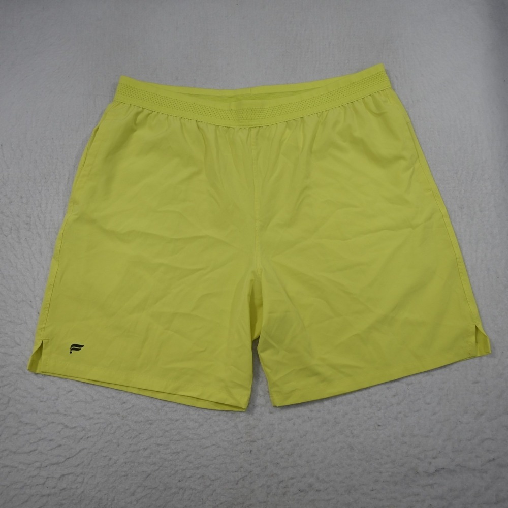 Fabletics Gym‎ Shorts Yellow Performance W/ Pockets Mens Size XL x 8"